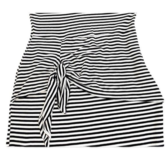 Anthropologie Dolan Left Coast Black & White Stripe Malta Tie Waist Dress,Size S - Picture 9 of 15